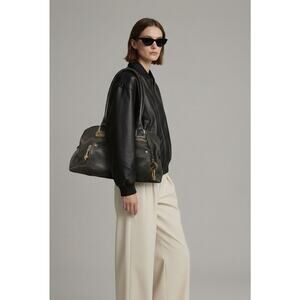 B. Makowsky black leather shoulder bag, styled as a large hobo handbag. NWOT